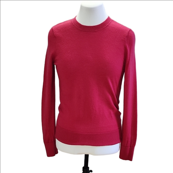 BANANA REPUBLIC 100% Merino wool raspberry red crew neck sweater - Picture 1 of 9